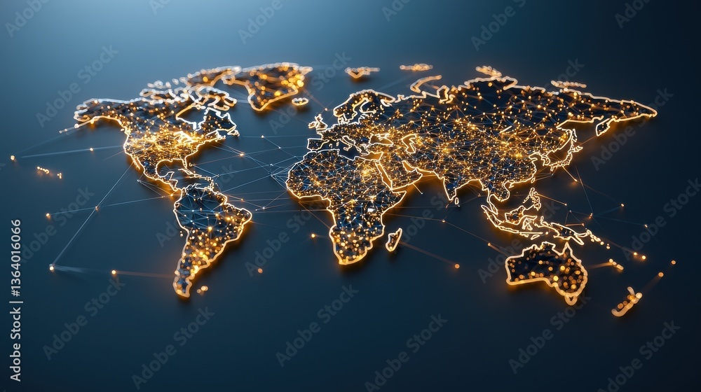 Aufkleber A globe with a network of lines and dots surrounding it