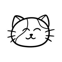 Cute Cat Head Doodle Illustration 