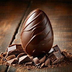A rich and elegant dark chocolate Easter egg designed to showcase gourmet craftsmanship.