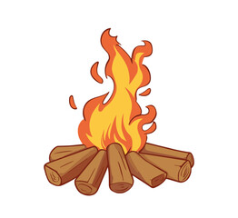 fireplace bonfire cartoon illustration