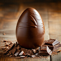 A rich and elegant dark chocolate Easter egg designed to showcase gourmet craftsmanship.