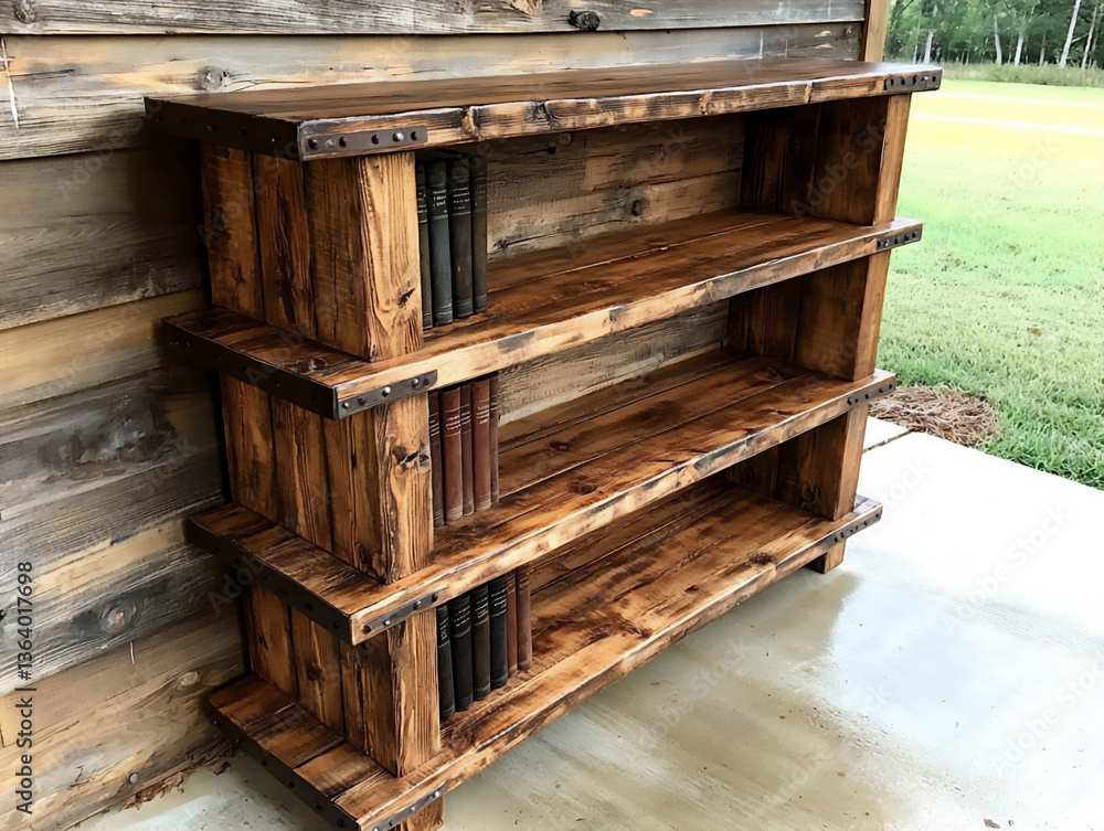 Poster rustic bookshelf upgrade