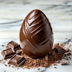 A rich and elegant dark chocolate Easter egg designed to showcase gourmet craftsmanship.