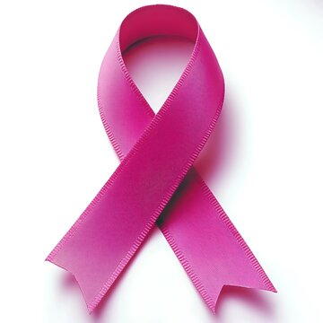 A pink ribbon symbol of awareness and support displayed clearly