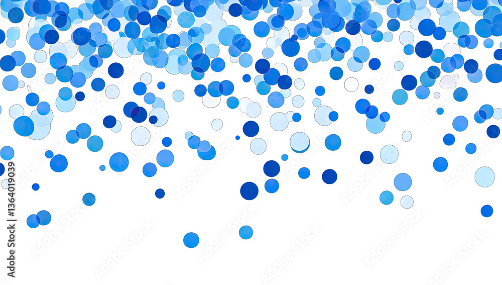 Poster vibrant array of blue circles of varying sizes creating a visual