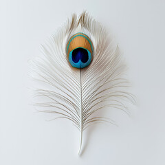 Obraz premium Exotic Peacock Feather Macro Photography: Vibrant, Ornamental & Tropical Fine Art on White Background