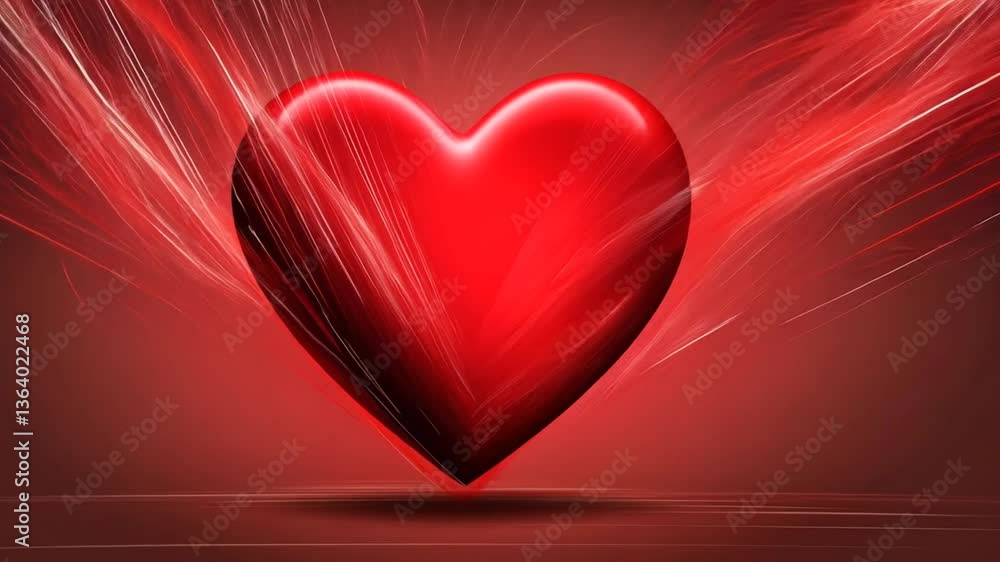 Poster heart beating brightly in vivid red color and smooth design generative ai