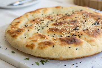 Golden-Brown Sesame Seed Pide Delicious Turkish Flatbread