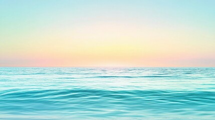 Gentle ocean waves under a colorful sunset on the horizon