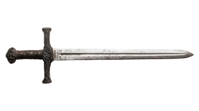 Ancient Sword: A close-up view of a historical sword, its blade gleaming and handle intricate, evoking tales of chivalry, valor, and epic battles.
