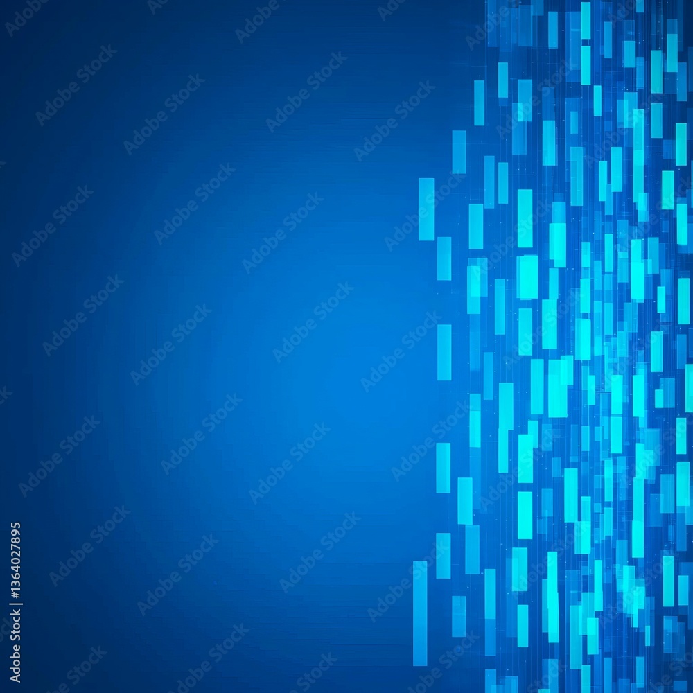 Poster a vibrant blue digital abstract design featuring vertical lines and rectangles, creating a modern, t