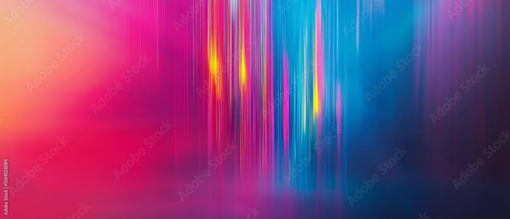 Poster a vibrant, abstract image featuring vertical lines of bright colors blending into a soft gradient ba