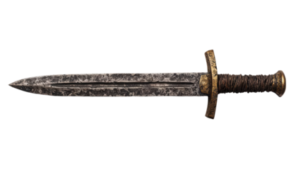 Ancient Blade: A close-up shot reveals the intricate details of an antique sword, its aged blade bearing the marks of time. The hilt, wrapped in leather, tells a story of battles and history.