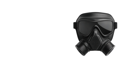 Safety in Dark: A stark image showcasing a black gas mask, symbolising protection and readiness.