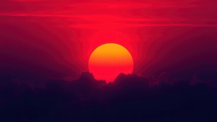 Obraz premium Navy blue red abstract background. Scarlet sunset in the clouds. Colorful sunset background with copy space for design. Violet red gradient. Bright modern web banner.