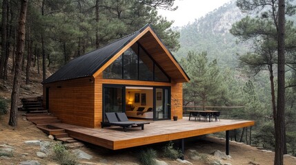 Mountain cabin deck forest retreat rental