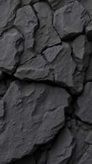 Black white rock texture. Rough mountain surface. Close-up. Dark volumetric stone background with space for design. Crumbled. Weathered.