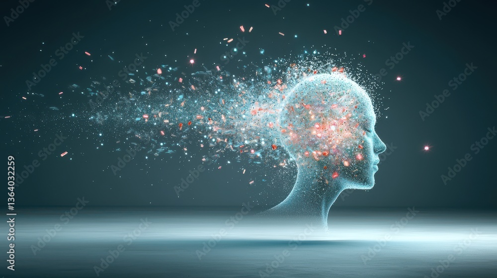 Aufkleber a surreal glowing and fractal like visualization of a futuristic ai powered mind representing the po