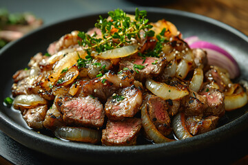 Fototapeta premium Award winning Photography of Beef with Cantonese Sauce.