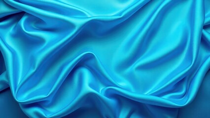 Obraz premium Beautiful blue green silk satin background. Wavy soft folds. Luxurious silky fabric backdrop with space for product and design. Web banner.
