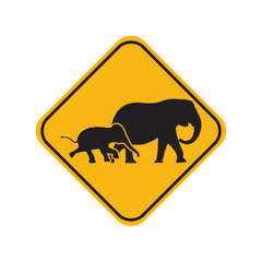 elephant crossing sign yellow