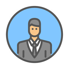 Businessman avatar filled outline icon. male avatar color line illustration.
