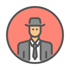 Mafia avatar filled outline icon. Mafia avatar color line illustration.
