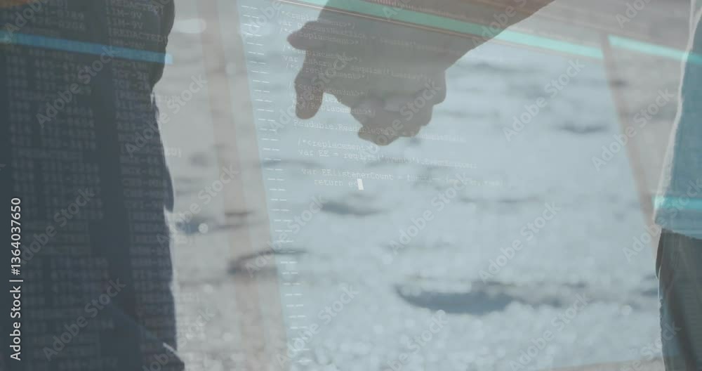 Poster hands over computer code, symbolizing connection and technology in animation theme