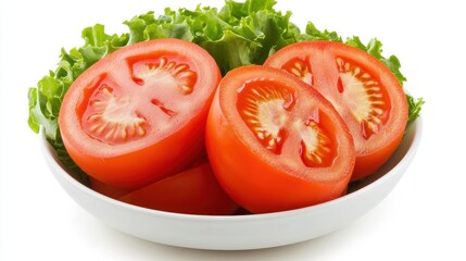 A vibrant bowl filled with juicy sliced tomatoes showcasing their bright red colors and texture