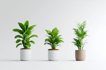 Fototapeta premium Minimalist potted plants against a white background