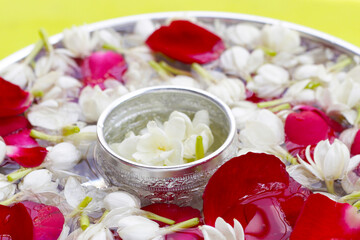 Flower with water, Songkran festival concept