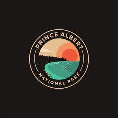 Prince Albert National Park vector logo theme on dark background