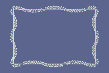 Pastel Rectangular Borders Frame Decorated With Pink And Green Leaf Floral Pattern