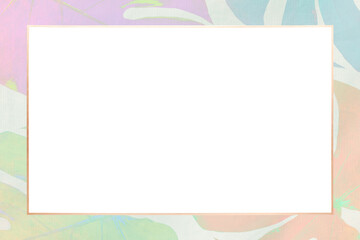 Colorful Monstera leaves frame design element