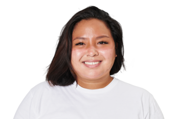 Woman face mockup png with mask tan line on transparent background