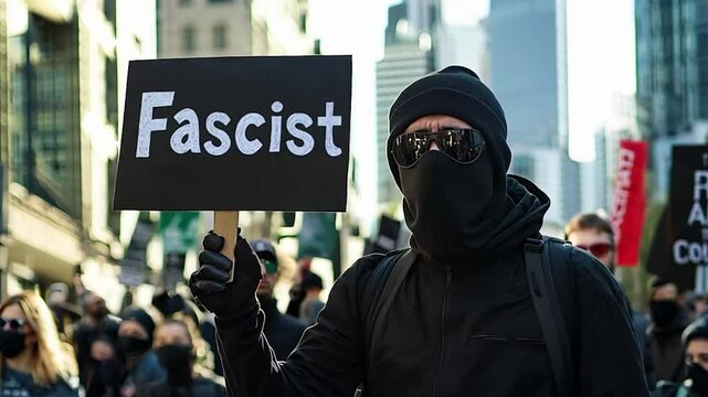 People protesting on a city street
