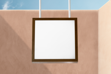 Square sign png transparent mockup, branding design