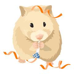 Party hamster png illustration, cute pet animal, celebration sticker, transparent background