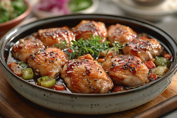 Fototapeta premium Award winning Photography of Chicken with Cantonese Sauce.