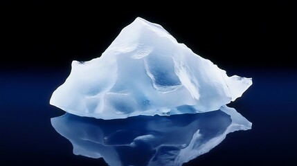 Obraz premium An isolated transparent ice formation reflecting on a dark surface