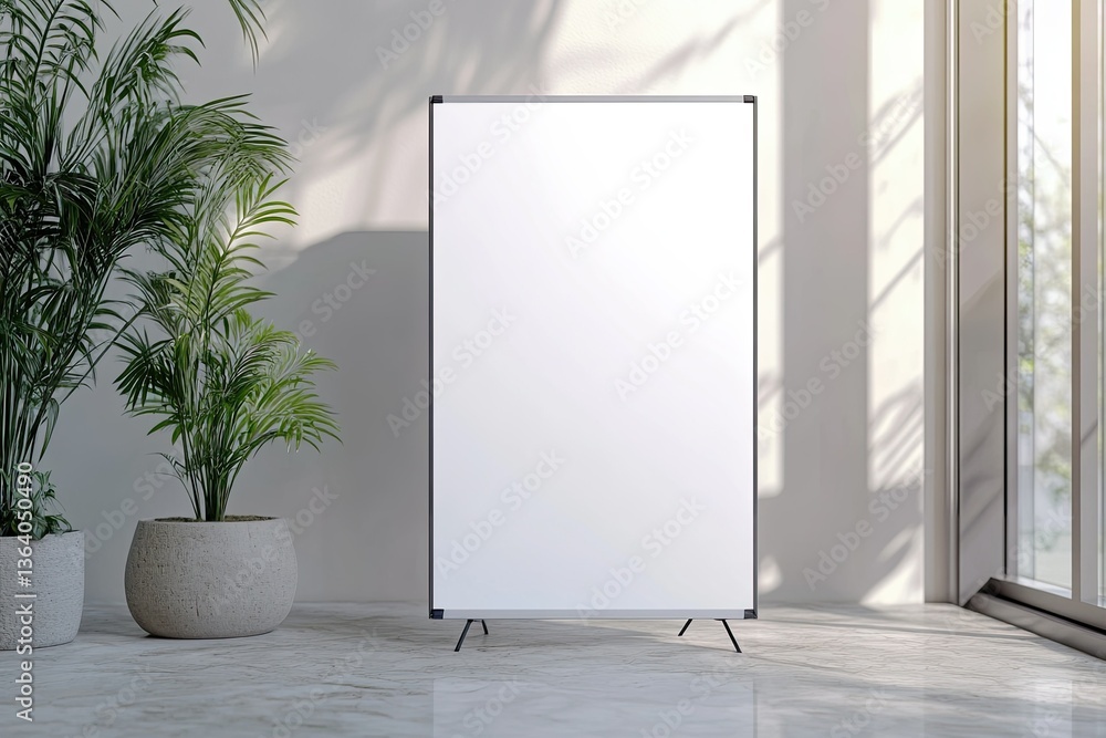 Poster clear pixel image of roll up banner mockup display standee for presentation purpose