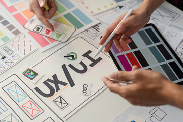 UXUI Design and Collaboration. Creative professionals engaged in user experience and interface...