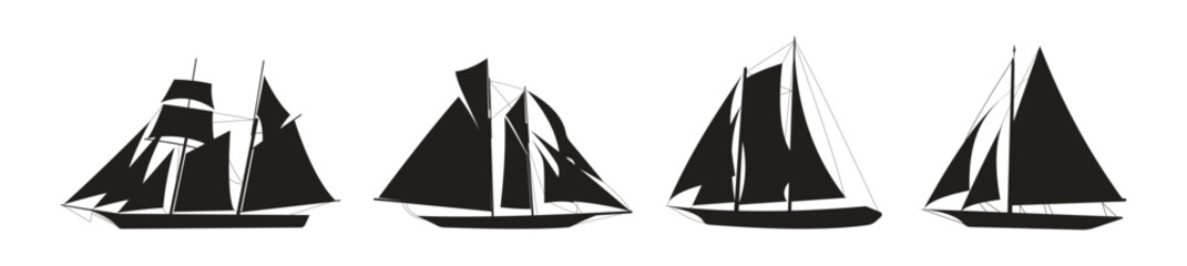set silhouette of a sailboat