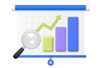 Business growth presentation png sticker, 3D graphic, transparent background