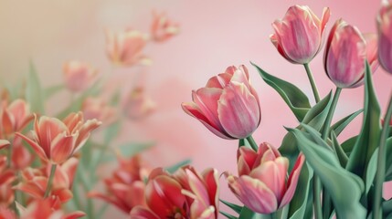 Obraz premium photo realistic colourful spring background, tulips, spring flowers