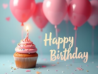 charming_cupcake_with_pink_frosting_shining_candle_happy_birthday_text_in_calligraphy