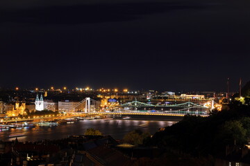 Street view of traditional buildings with beautiful decorations in Budapest Hungary