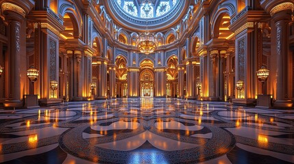 Obraz premium Interior of a luxurious and opulent palace with golden accents