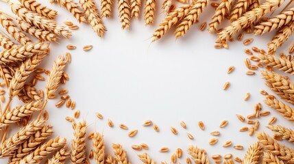 Wheat grains forming a border around a blank space, perfect for adding text or graphics.