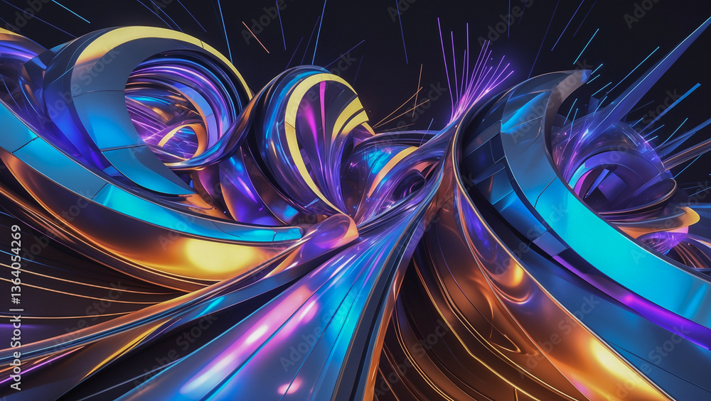 Poster explosive futuristic neon swirl with speed effects..